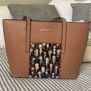 NWT Nicole Lee Nicky large zipper tote handbag with wallet tan